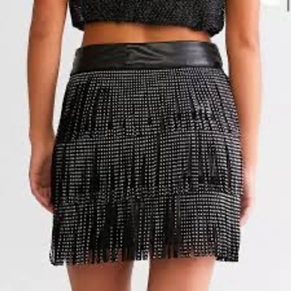 Sincerely Jules Black Beaded Fringe Mini Skirt
